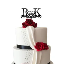 Индивидуальные инициалы Любовь Сердце Дата торт Топпер на заказ свадебные топперы на свадебный торт юбилей деревянные акриловые украшения для торта