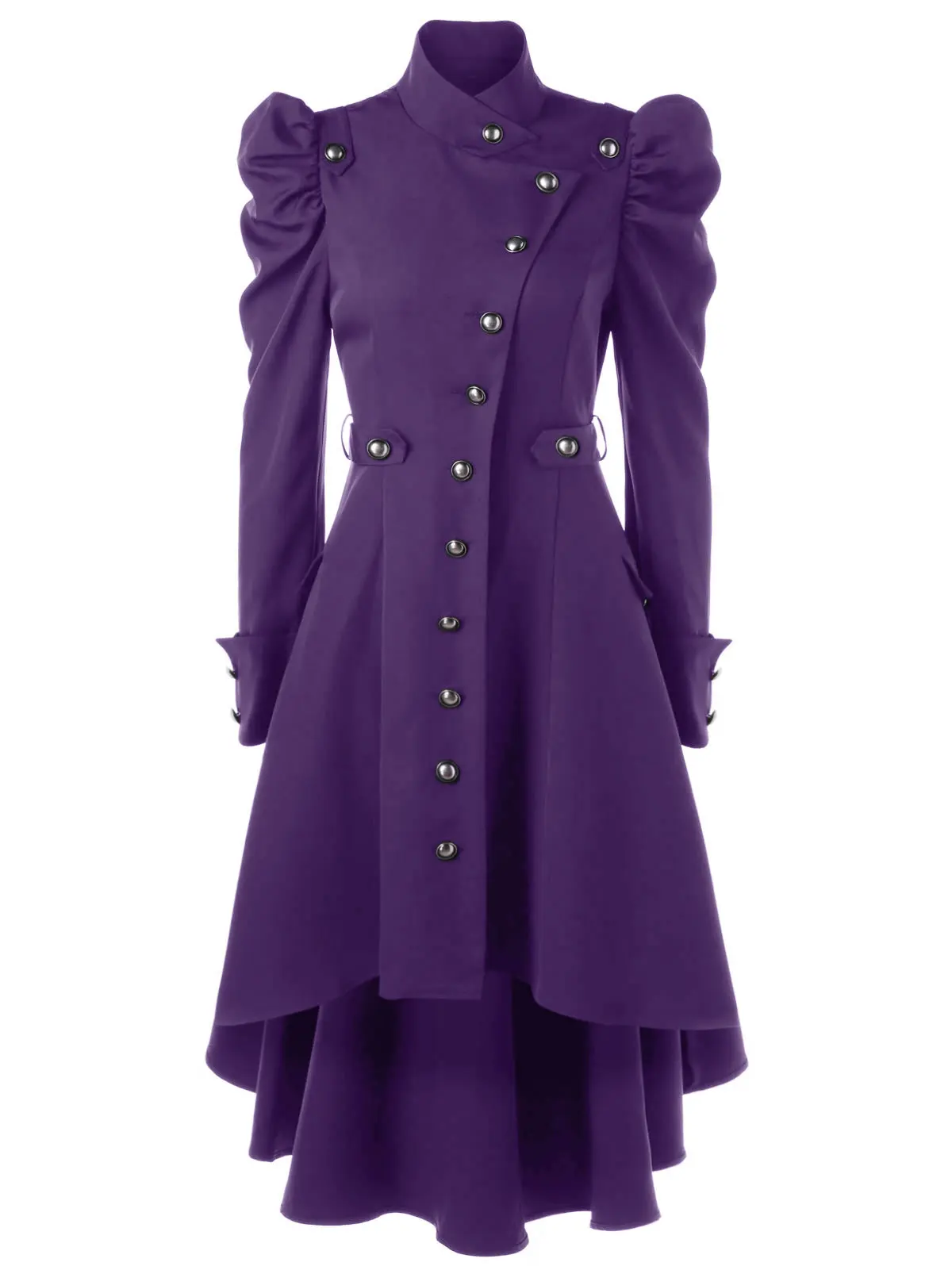 Wipalo, Женское зимнее пальто с пуфами на плечах, на пуговицах, с подолом, Тренч, новая мода, воротник-стойка, высокая талия, верхняя одежда, готическое пальто