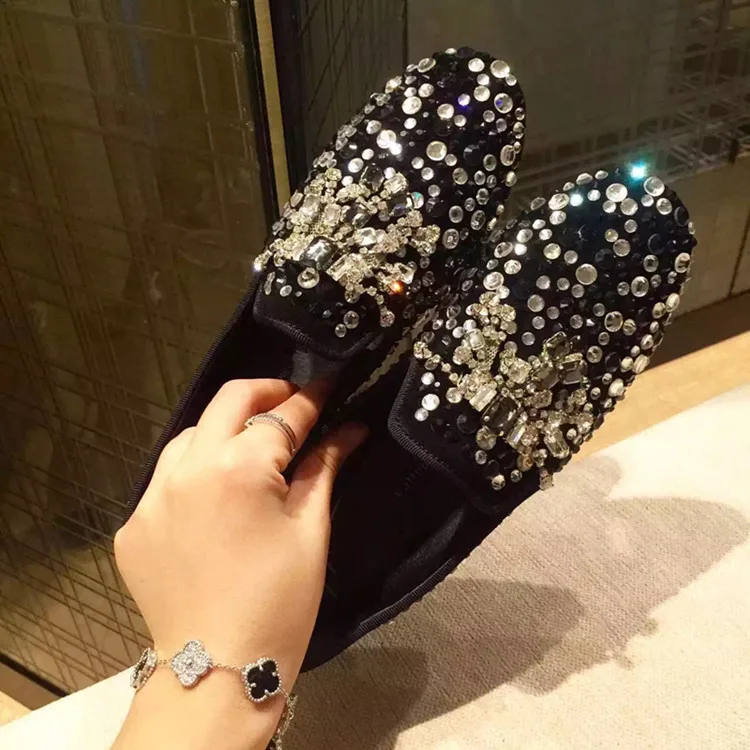 Real Leather Rhinestone Men Shoes Crystal Loafer Male Luxury Party Wedding Shoes Slip on Breathable Fashion Flat Footwear