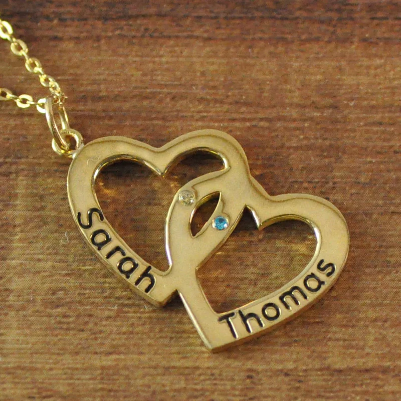 Hand Stamped Necklace Gold Color personalized engraved name necklace