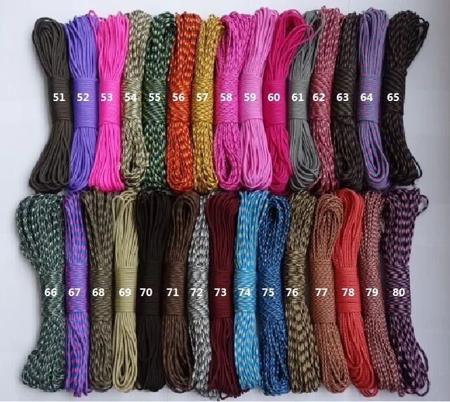 1pcs 100FT 7 Strand Core 550 Paracord Mil Spec Type III Parachute Cord Lanyard For Climbing Camping Buckles Bracelet 108 Colors