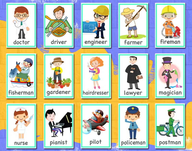 Jogos de Aprendizagem Cartões de Alfabetização Ddwe Tempo Profissão Corpo Tráfego Cognitivo Inglês Toy Kids Flash Palavra Bebê Cartão Educacional - 19 Weddings & Events