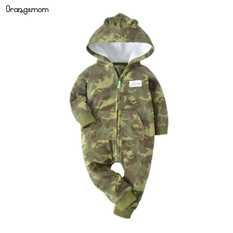 Orangemom 2019 الخريف الصوف الطفل السروال القصير معاطف لتغذية الرضع الملابس مقنعين مع الأذن جميل كامو حللا للطفل الملابس