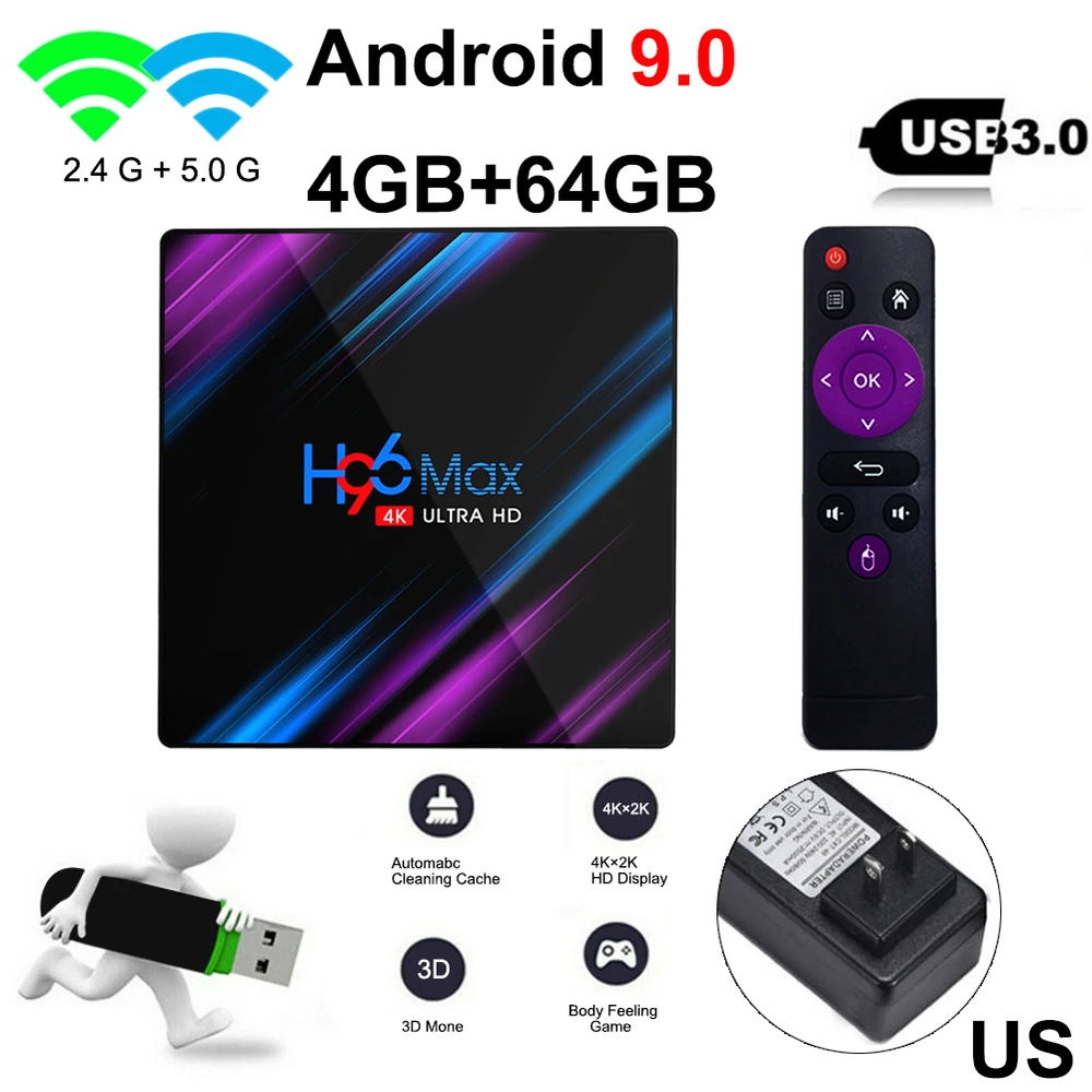 H96 MAX smart tv box z systemem Android 9.0 tv, pudełko RK3328 4K HD H.265 USB3.0 2.4Ghz WiFi IP zestaw pudełkek pod telewizor 4GB pamięci Ram, 16/32/64GB odtwarzacz multimedialny H96 MAX smart tv box z systemem Android 9.0 tv, pudełko RK3328 4K HD H.265 USB3.0 2.4Ghz WiFi IP zestaw pudełkek pod telewizor 4GB pamięci Ram, 16/32/64GB odtwarzacz multimedialny