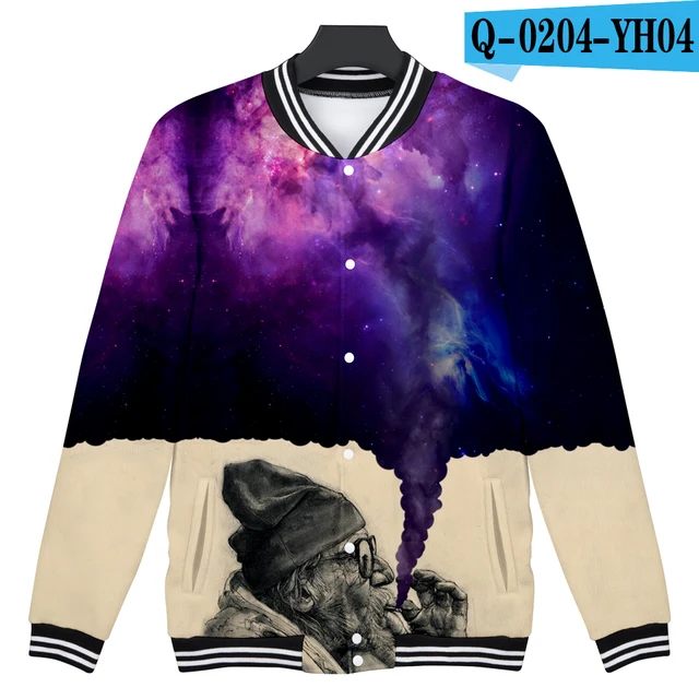 Smoker Jackets Funny 3D Smoker Baseball Jackets for Man Winter/Autumn
