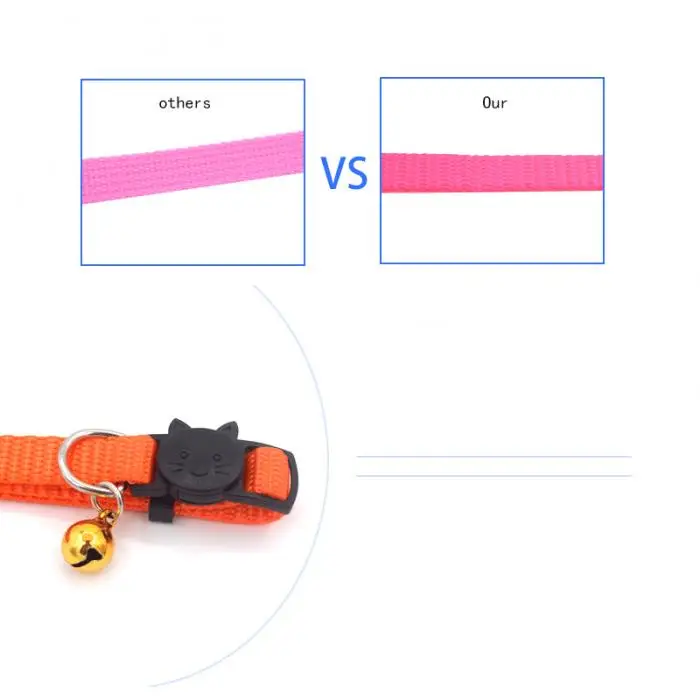 Кошка регулируемый нейлоновый ошейник безопасности Пряжка шлейка для кошек мягкий ошейник с колокольчиком для котенка маленькие товары для животных, собак DA