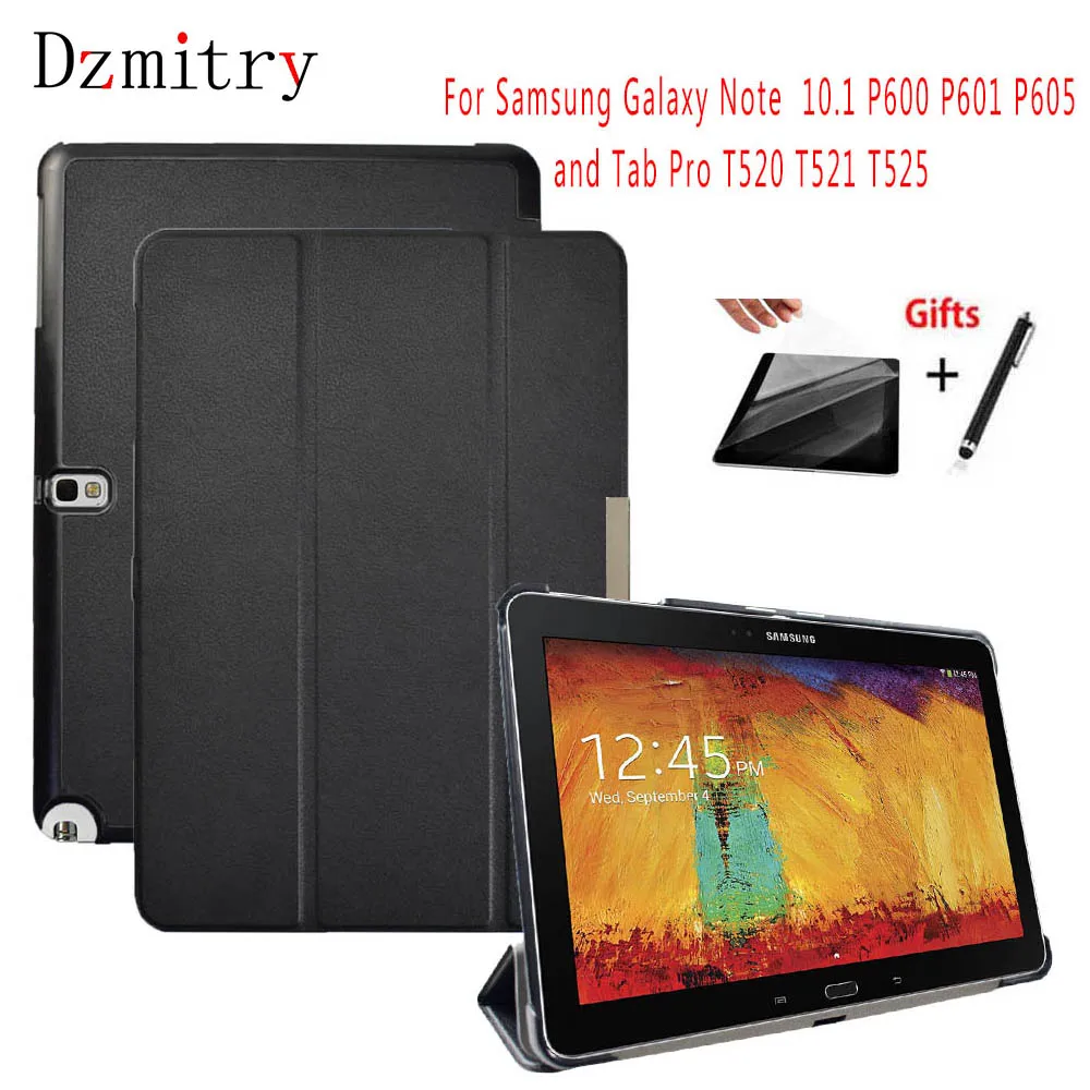 Тонкий чехол из искусственной кожи для samsung Galaxy Note 10,1 Edition SM-P600 P601 P605 607/Tab pro 10,1 T520 T521 T525 чехол для планшета+ пленка+ ручка