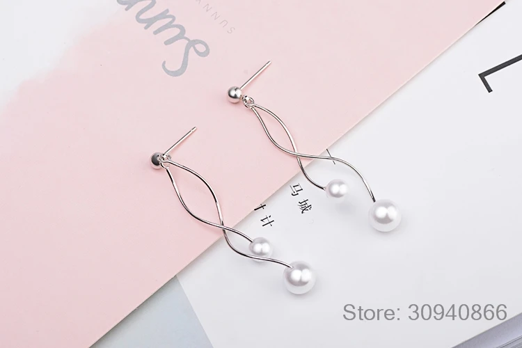 Ювелирных изделий простые модные элегантные звезды для женщин подарок жемчуг 925 пробы серебряные Длинные кисточкой серьги YS251