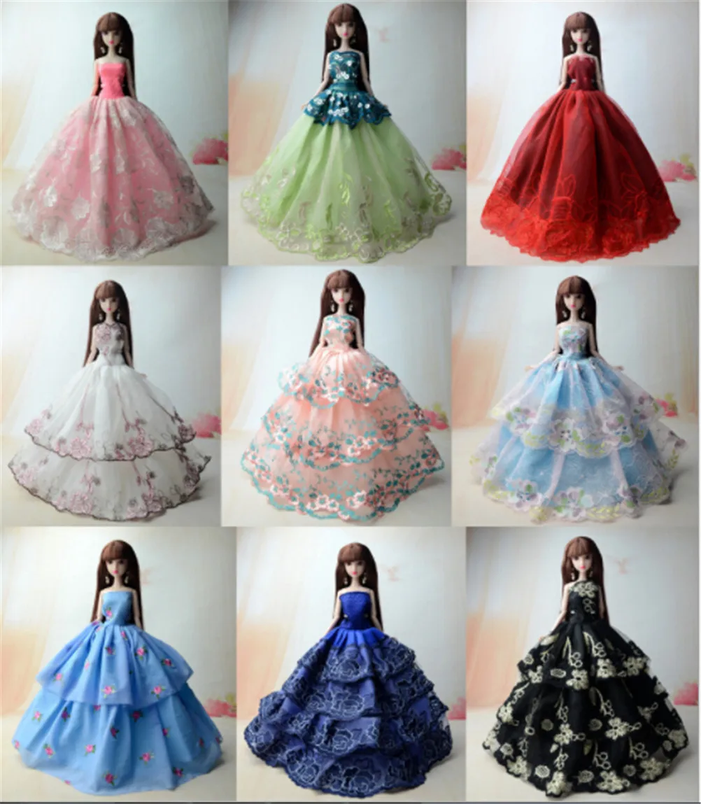 

5 Pcs Fashion Dress Similar Fairy Tale Princess Snowwhite Cinderella Anna Wedding Dress For Doll Accessories