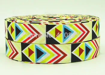 

Q&N ribbon 7/8inch 22mm 140903005 "Geometric" triangle Pattern Printed grosgrain ribbon 50yds/roll free shipping