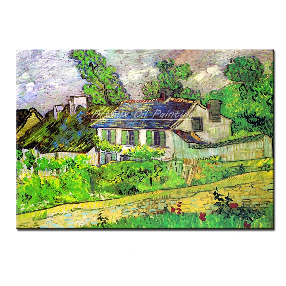 

Arthyx-Handmade Houses At Auvers By Vincent Van Gogh Famous Oil Paintings On Canvas,Wall Art,Pictures For Living Room,Home Decor