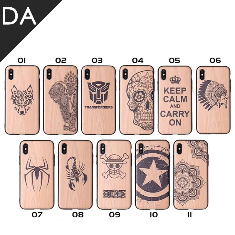 

Abstract Wood Carvings Phone Case For IPhone X 8 7 6S Plus Natural Wodden Totem Sculpture Hard Slim Cover For IPhone Coque Capas