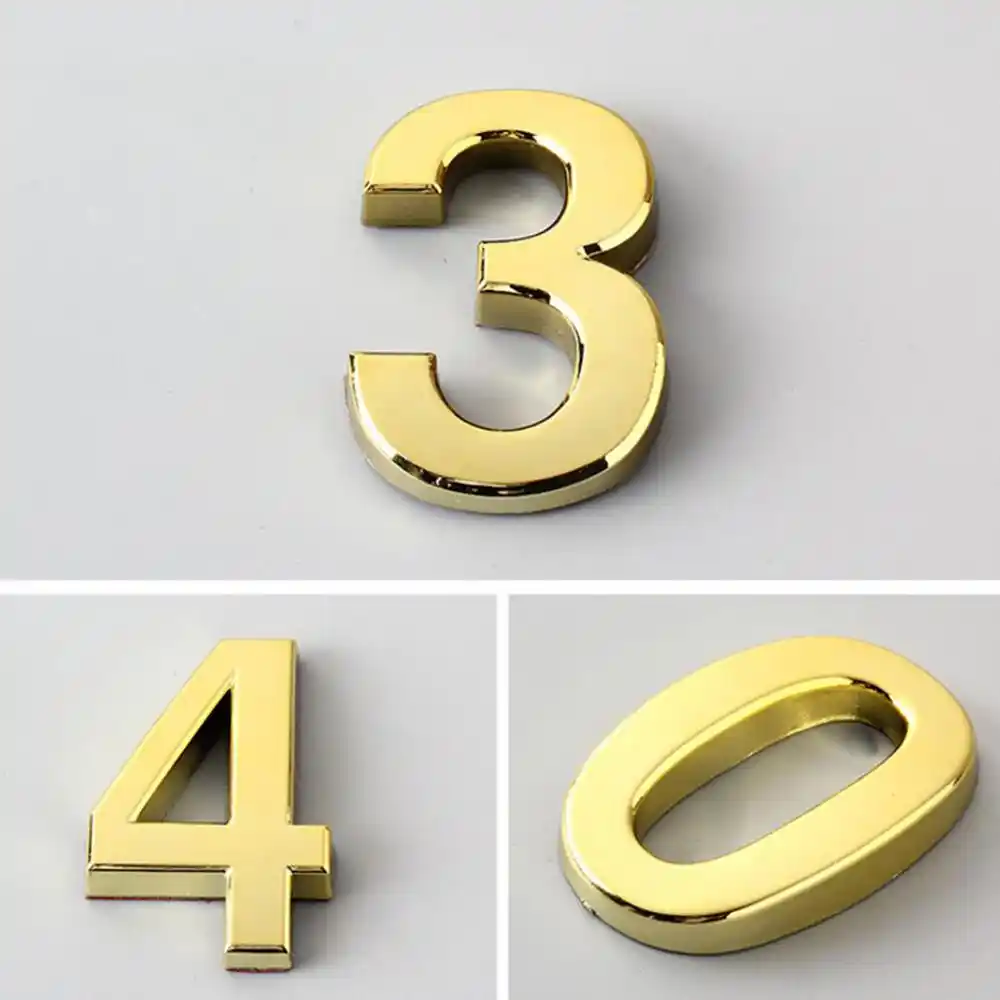 Números De Casa Porta Números Numerais moderno autoadesivo Plástico Prata Ou Ouro