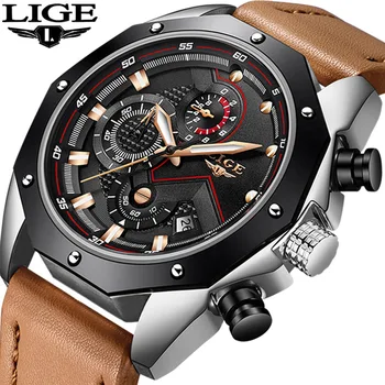 

Relojes 2018 LIGE Men Watches Top Brand Luxury Mens Waterproof Quartz Watch Men's Casual Leather Sports Watch Relogio Masculino