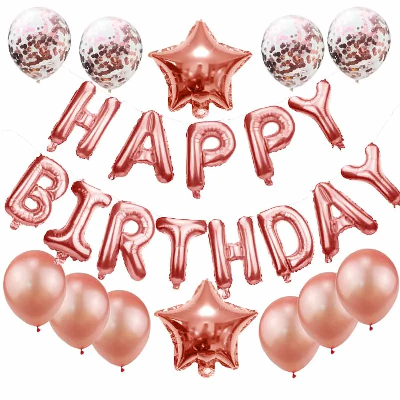 Воздушные шары с голубыми буквами на день рождения, украшения на день рождения, фольгированные шары для детей и взрослых, балоны с алфавитом, латексный гелиевый баллон S7XZ - Цвет: rose gold set