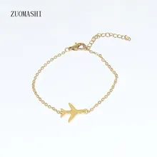 Браслет-цепочка с самолетом, настраиваемым шармом, позолоченное/посеребренное покрытие для девушек, женщин, ювелирные изделия для путешествий на открытом воздухе