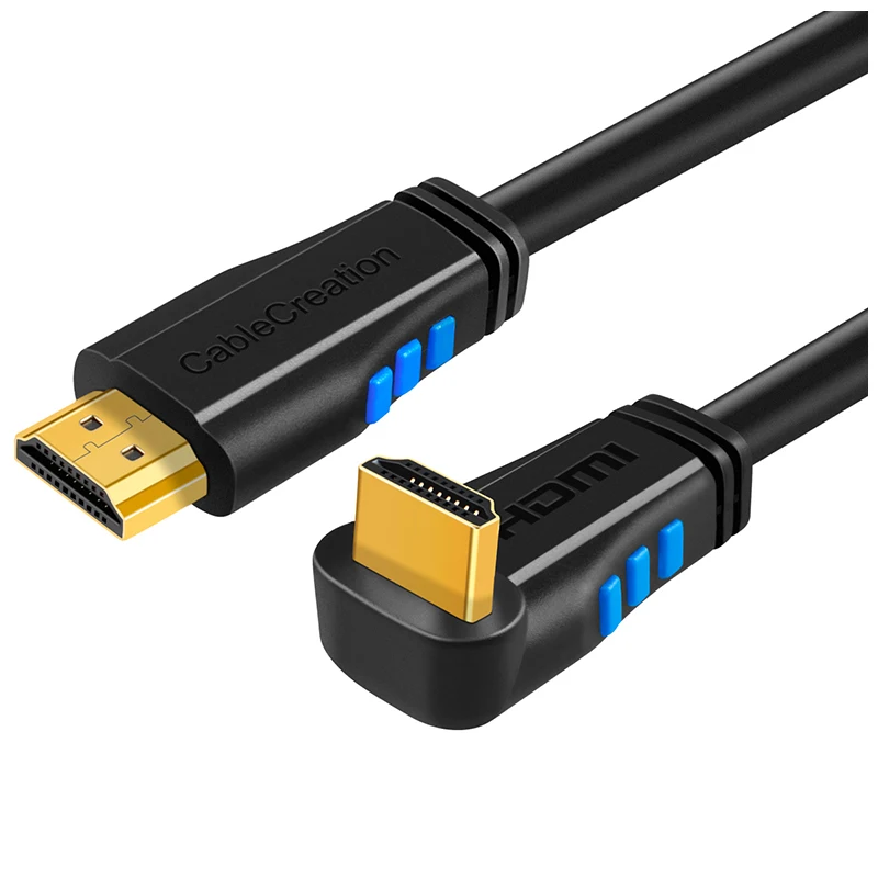 

HDMI 2.0 Cable 4K (60Hz) Down Angle 90 Degree Down HDMI Cable with Gold Plated Connector, Support Ultra HD, 3D Video, Ethernet,