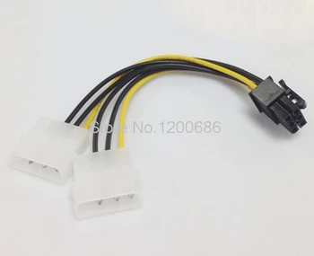 

Big mouth 4PIN to 6PIN xternal power cable PCI-E graphics dual 4P to 6P power adapter cable