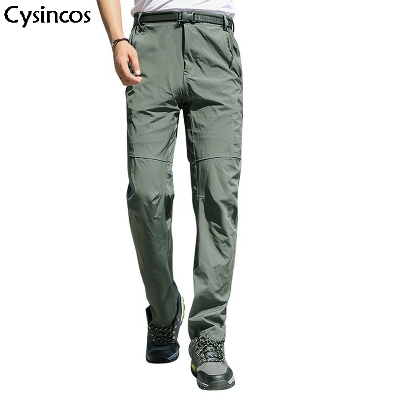

Cysincos Men Outdoor Quick Dry Hiking Pants Loose Running Breathable Trousers Solid Straight Cargo Pant Sport Sweatpant Male 4XL