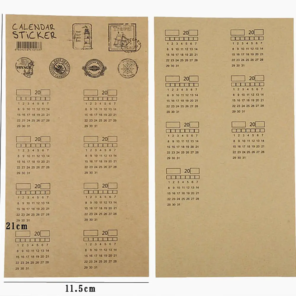 2 шт./лот,, рукописный календарь, указательный стикер, крафт-бумага, винтажный стиль, блокнот, этикетка, школьные канцелярские принадлежности
