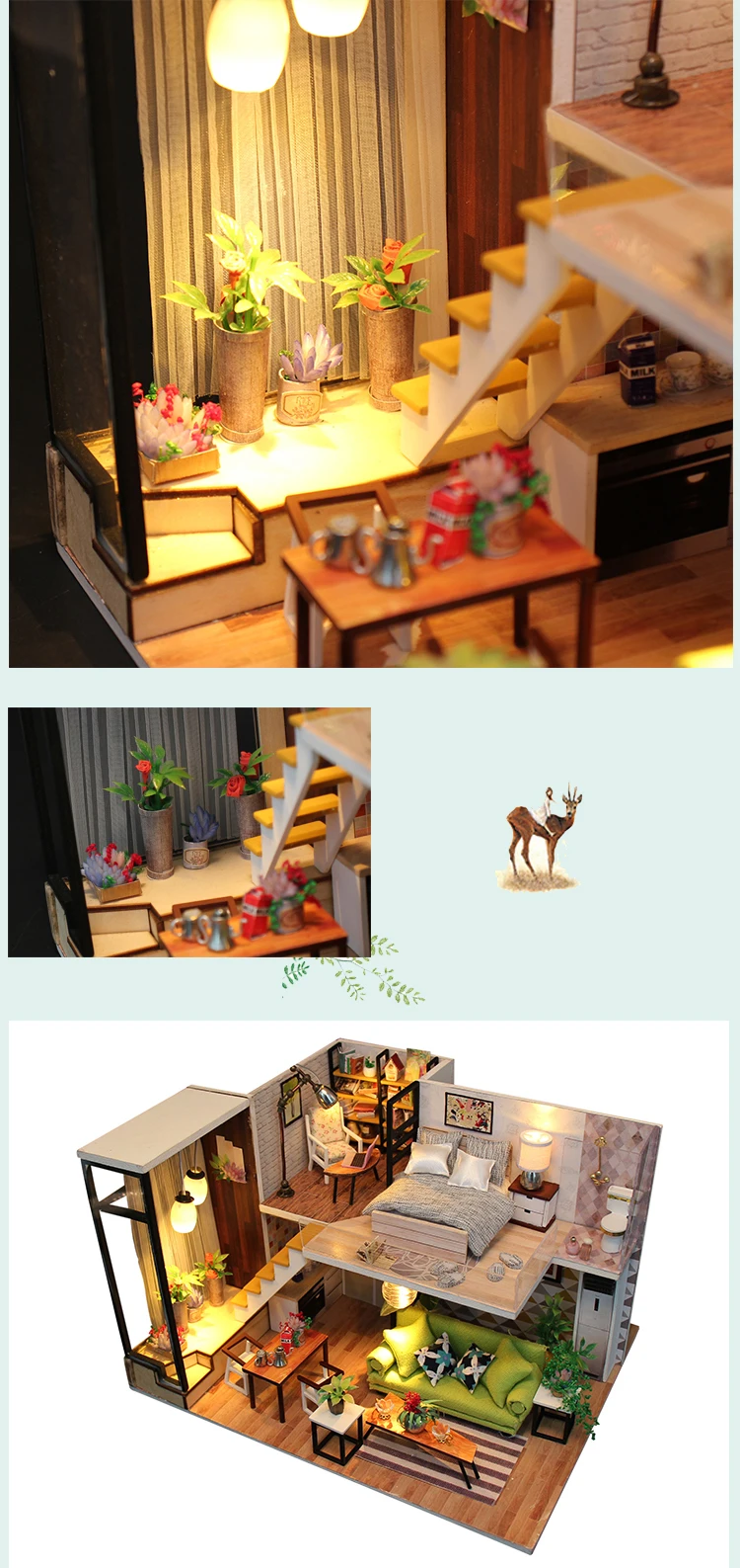 DIY деревянный дом Miniaturas с мебели DIY Миниатюрный Дом Кукольный домик игрушки для детей подарок на Рождество и день рождения M30