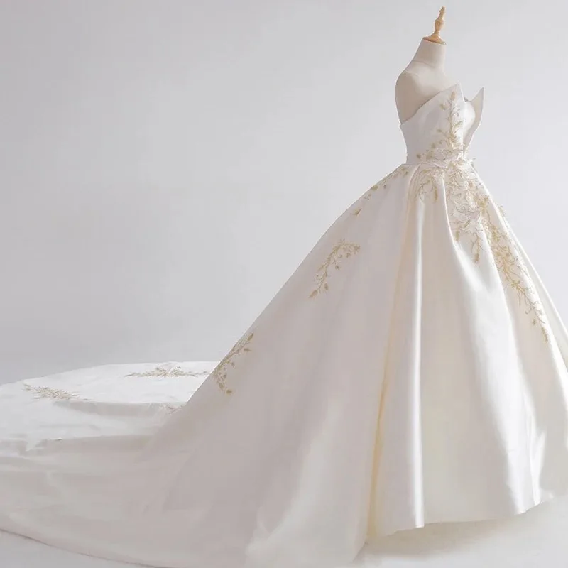 Дубай винтажные Свадебные платья с вышивкой новые Abiye с открытыми плечами Королевский поезд Свадебные платья на заказ Robe De Mariee