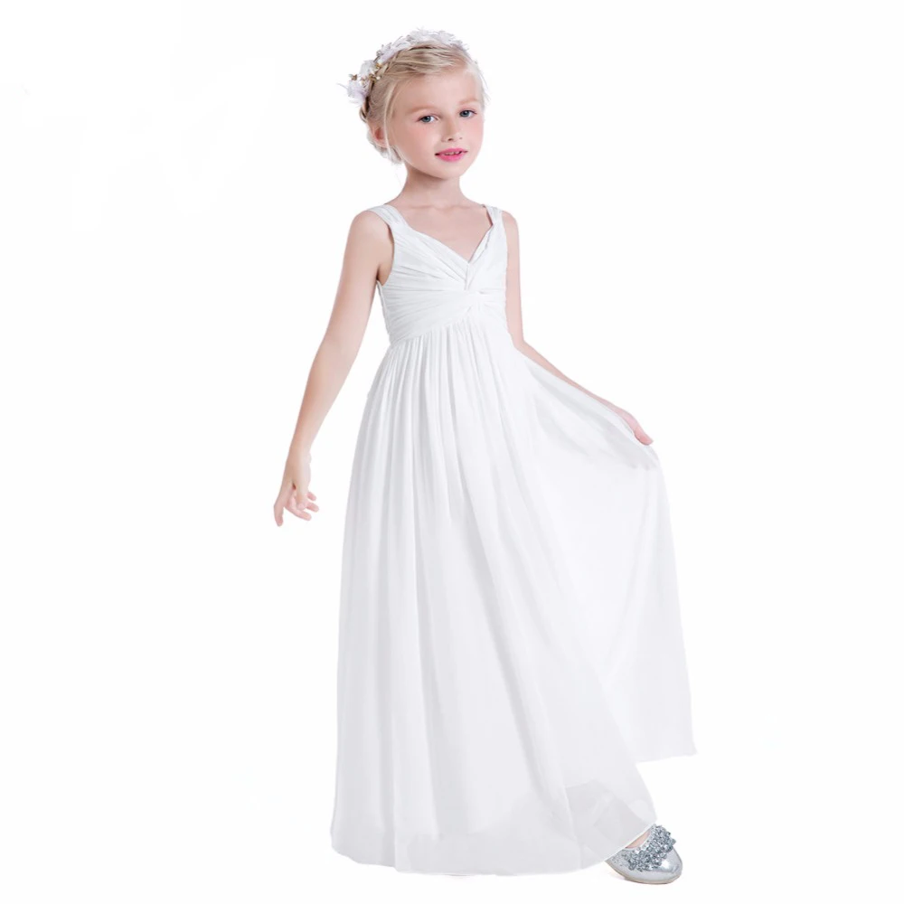 

Floor Length Appliques Flower Girl Dresses A-Line Kids Wedding Pageant Party Gowns Chiffon Mother Daughter Dresses For Girls