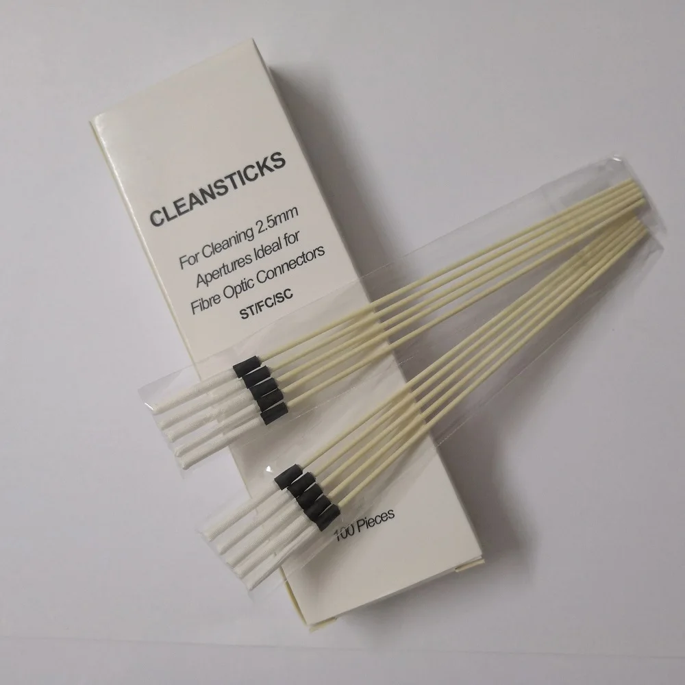 Free Shipping 100pcs/box Fiber Optic Cleaning Swab Cleaning Sticks for 2.5mm SC/FC/ST Connectors