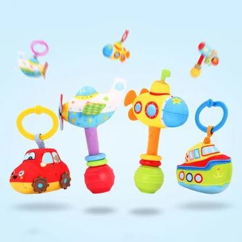 

baby Plush Infant Baby Toys Handbells Rattles Handle Pull Shock Toys Car Rocket boat Plane Submarine Baby Bed Stroller Hanging