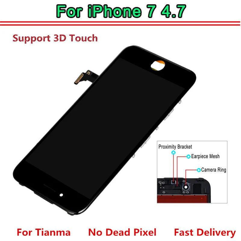 Отличное качество EBS Tianma AAA LCD для iPhone 7 Дисплей с 3D кодирующий преобразователь