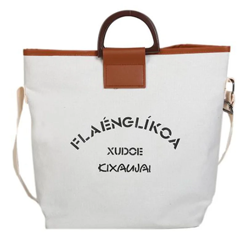 

BEAU-Fashion Letter Canvas Tote Bag Large Capacity Hand Lettered Shoulder Strap Shoulder Crossbody Bag