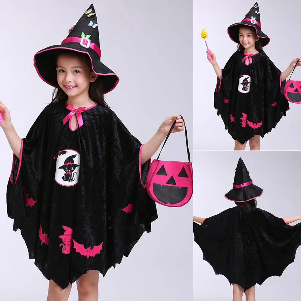 

Baby Girl Witch Toddler Girl Halloween Fancy Dress Party Costume Outfit Clothes Hat Magic Wand Baby Kids Dresses Princess T#