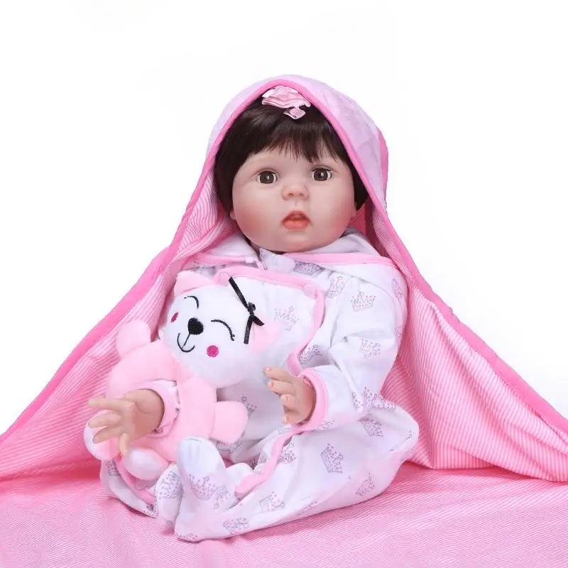 

New design NPK doll can blink eyes reborn baby silicone dolls 22"55cm bebes reborn realista boneca cotton body soft dolls gift