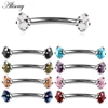 1pc 316L Stainless Steel Eyebrow Barbell Piercing Earrings Gems Cubic Zirconia Helix Ring Labret Lip Piercing Eyebrow Jewelry ► Photo 1/6