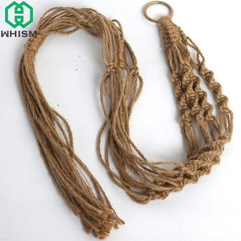 WHISM Hanging Basket Rope Macrame Plant Hanger Planter Holder Vintage Knot Flower Basket Display Garden Flower Pot Lifting Ropes