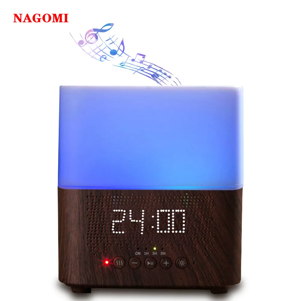 

300ML Ultrasonic Air Humidifier Bluetooth Speaker Alarm Clock Aroma Essential Oil Diffuser With 7 Color Night Light For Home