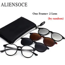 Ретро Магнитный зажим на бифокальные очки для чтения Для мужчин Для женщин вблизи далеко зрелище поляризованный Магнитные очки оправы для очков+ 2 объектива