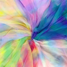 5 ярдов/партия, Тюлевая сетчатая ткань с градиентом радуги для вечерние платья, Мягкая юбка-американка, фатиновая бальная юбка-пачка из органзы