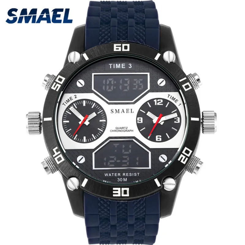 

SMAEL Top Brand Luxury Men Digital Watches Dual Display Dial Military Cool Waterproof Creative Men Sport Clock relogio masculino