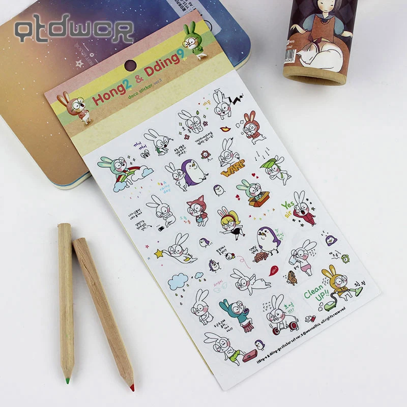 

6 Sheets/Pack Book Sticker Rabbit Diary Scrapbook Calendar Notebook Label Decoration Stationery To Send Their Children Best Gift