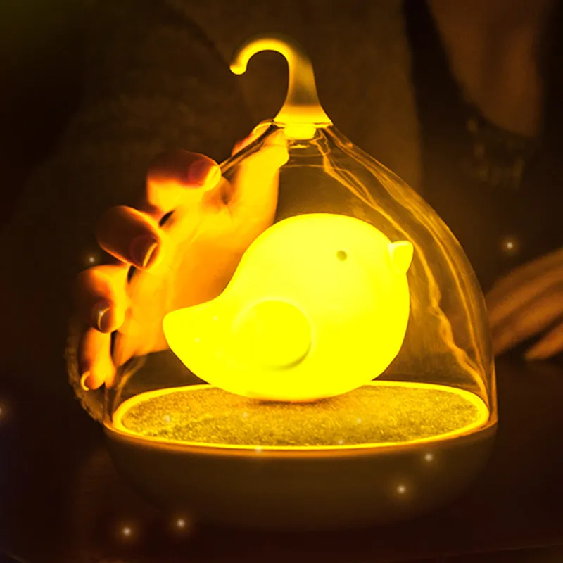 Ночной светильник «странная Птица», креативный ночной Светильник для птичьей клетки, светодиодный Настольный светильник с сенсорным затемнением и зарядкой
