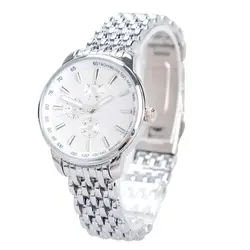 Новый Хит продаж Best пара влюбленных белый круглый циферблат Сталь ремешок кварцевые наручные часы подарок Для женщин Маленькие размеры