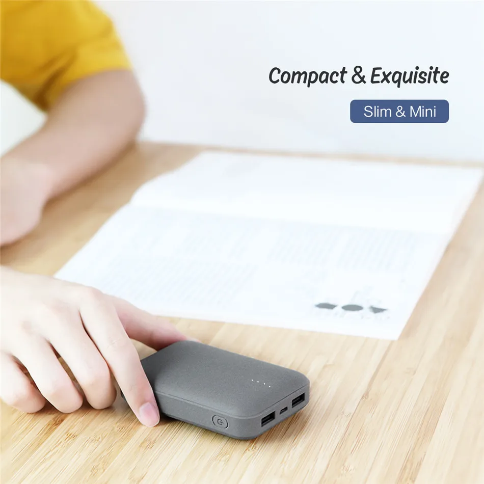 ROCK Mini Power Bank 10000mAh External Dual USB Battery Charger Portable Ultra-thin Polymer Powerbank for iPhone/Samsung/Xiaomi ROCK Mini Power Bank 10000mAh External Dual USB Battery Charger Portable Ultra-thin Polymer Powerbank for iPhone/Samsung/Xiaomi