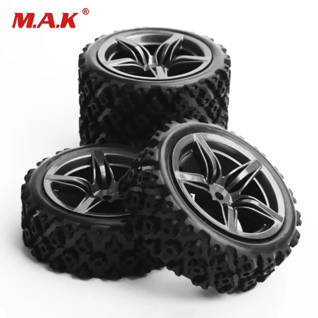 Cheap 4pcs/set Racing Rally Racing Off Road Rubber Tires Wheel Rims 4Pcs Set PP0487+12FM 1:10 RC Rubber Tyre Rim Car Accessories