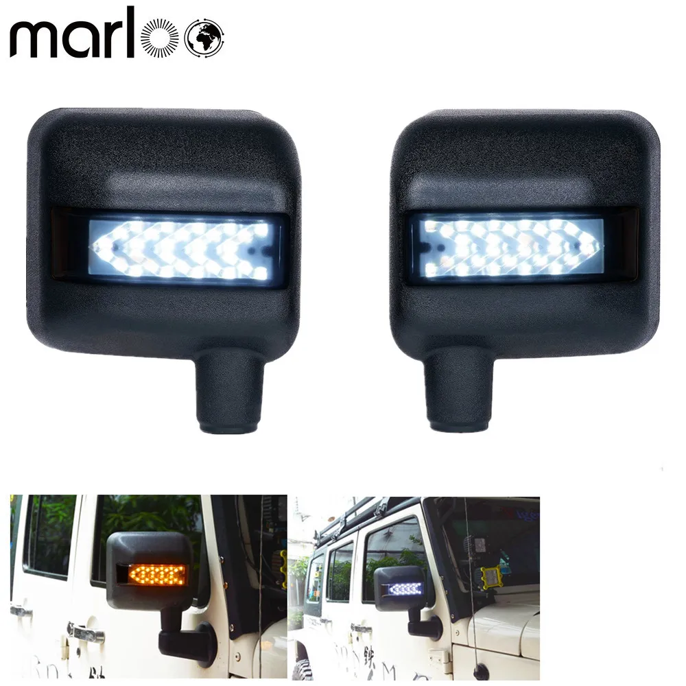 2pcs LED Side Mirror Housing Lights For Jeep Wrangler JK 2007-2018 Offroad Rearview Cover DRL Turn Signal | Автомобили и