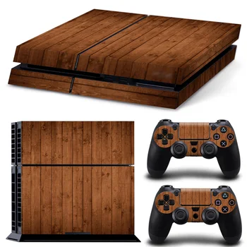 

wooden style design wrap protector front and back for PS4 console and 2 controllers skin sticker decals covers #TN-PS4-1024