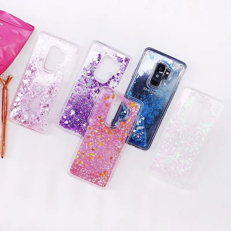 

Liquid Quicksand Case for Galaxy S 10 9 8 7 6 Edge note 9 8 5 A J 3 4 7 8 Glitter Love Heart Soft edge Phone Cover Coque Fundas
