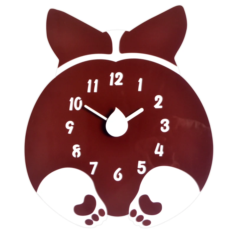 

Cute Cartoon Wall Clock Modern Design Welsh Corgi Clocks Acrylic Quzrtz Large Wall Watch Home Decoration Silent