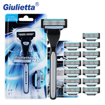 

Giulietta New Men Shaving Razor 15 pcs / set ( 1 Handle & 14 Blades ) 4 Layer Stainless Steel Manual Safety Shave Razors Blade