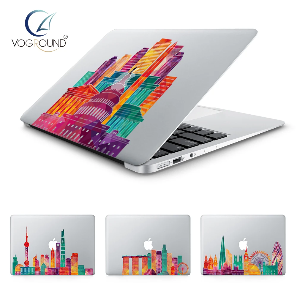 

VOGROUND Beautiful City Vinyl Sticker Anti-Scratch Ultra Thin Color Famous Architecture Decal for Macbook 11 12 13 15 inch